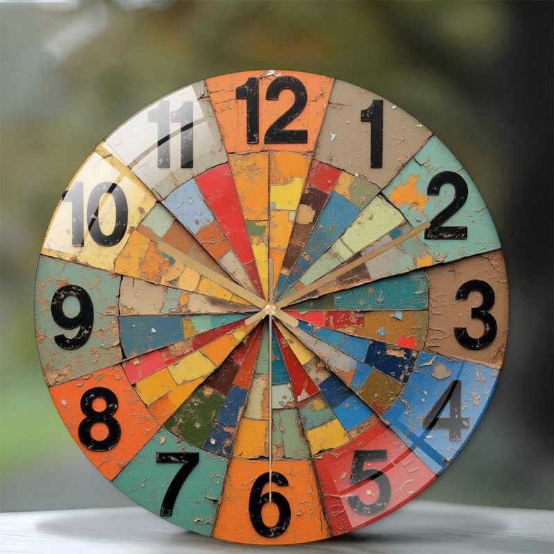Horloge murale rétro colorée rétro Art numérique - horloge murale moderne en verre 12 po
