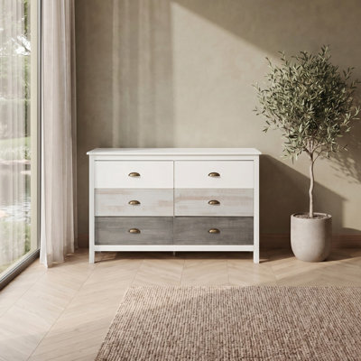 Geoghegan Solid Wood 125cm W 6 - Drawer Chest of Drawers