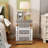 3-Drawer Mirrored Nightstand with Glitter Drawers and Crystal Knobs