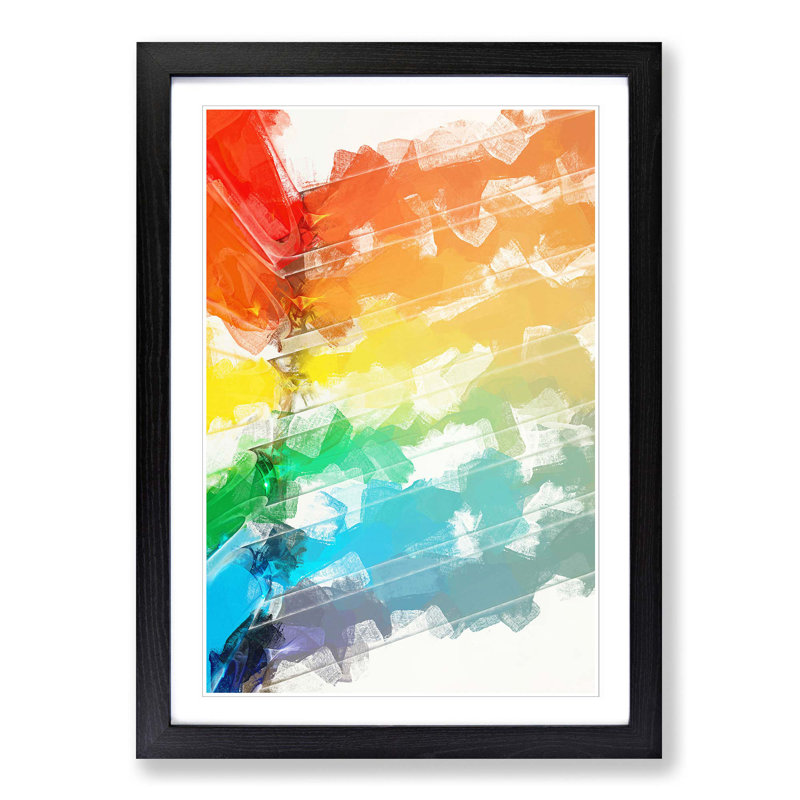 Bars of the Rainbow in Abstract - Picture Frame Graphic Art Print, 87cm H x 62cm W x 2cm D, Black Framed