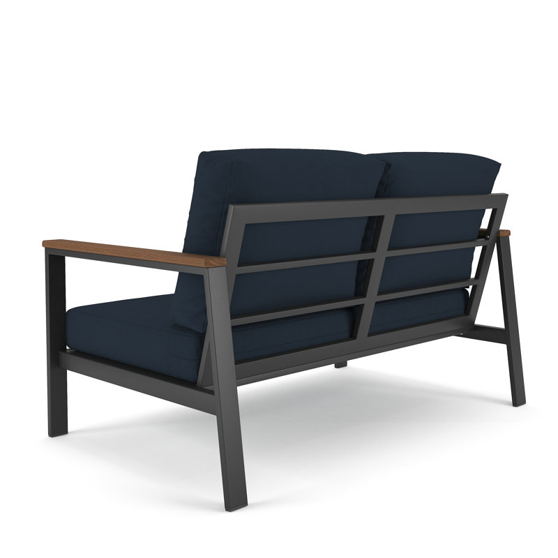 Townsend Loveseat with Sunbrella® Cushion, Canvas Navy Sunbrella® Canvas, Brown