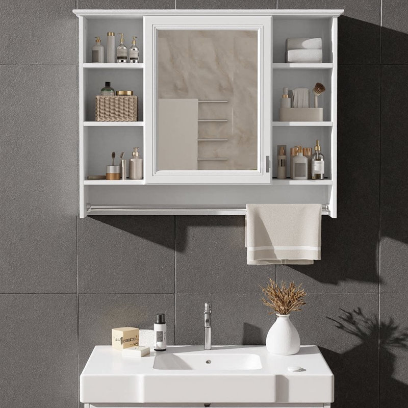 Armoire de toilette murale 36 po 3-en-1 avec tablette réglable, porte à fermeture en douceur et miroir haute définition