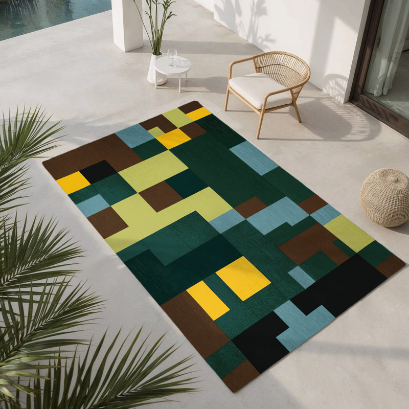 Stitched Lands Indoor And Outdoor Area Rug, Rectangle 2' x 3'