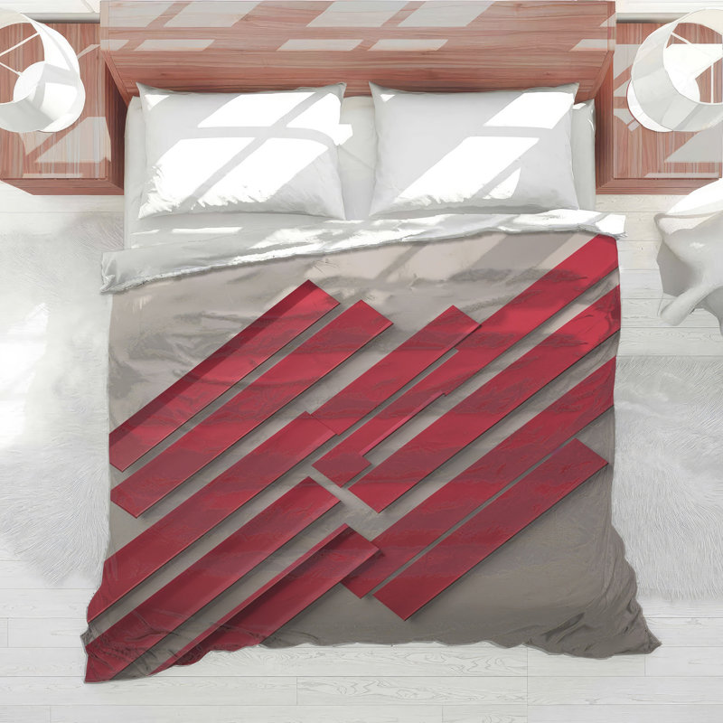 Red Geometric Lines Comforter, Twin Extra Long