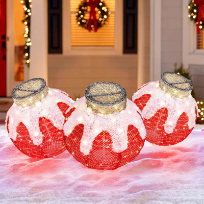  Lanterne de Noël d'extérieur, boule festive éclairée avec 80 lumières DEL