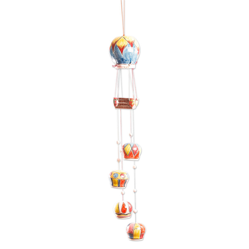 Handcrafted Colorful Ceramic Hot-Air Balloon Wind Chime