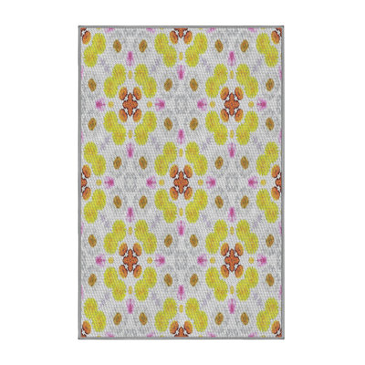 Tapis jaune/brun tissé à la machine