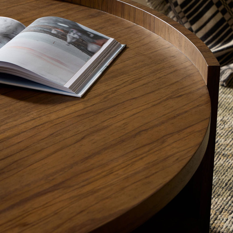 Damari Round Coffee Table-Medium Brown Limba