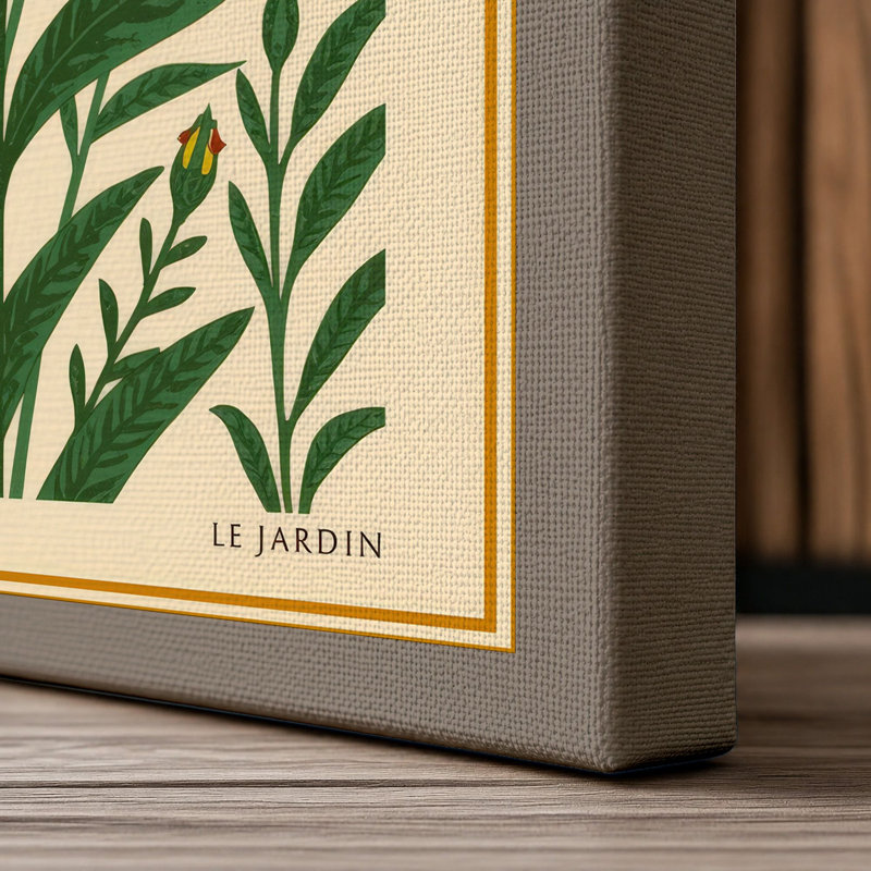 Flowering Plant Study Botanical - Wrapped Canvas, 36x24 - 91.4 x 61.0 cm, Taupe Border