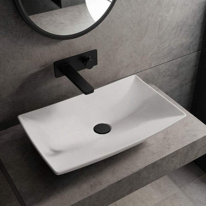 Brayden Studio 63.5mm L x 39mm W Natural Stone Rectangular Sink