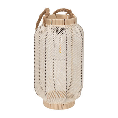 Natural Mesh Fabric Solar Powered Outdoor Lantern 35cm Solar Powered Integrated LED Outdoor Lantern