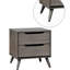 Table de chevet de style Mid-Century moderne de couleur grise 1 pièce avec pieds fuselés et 2 tiroirs-1191558608