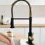 Robinet de cuisine sans contact avec douchette rétractable - Mains automatiques Smart, noir et or, contemporain, acier inoxydable, remplissage en céramique Smart Touchless