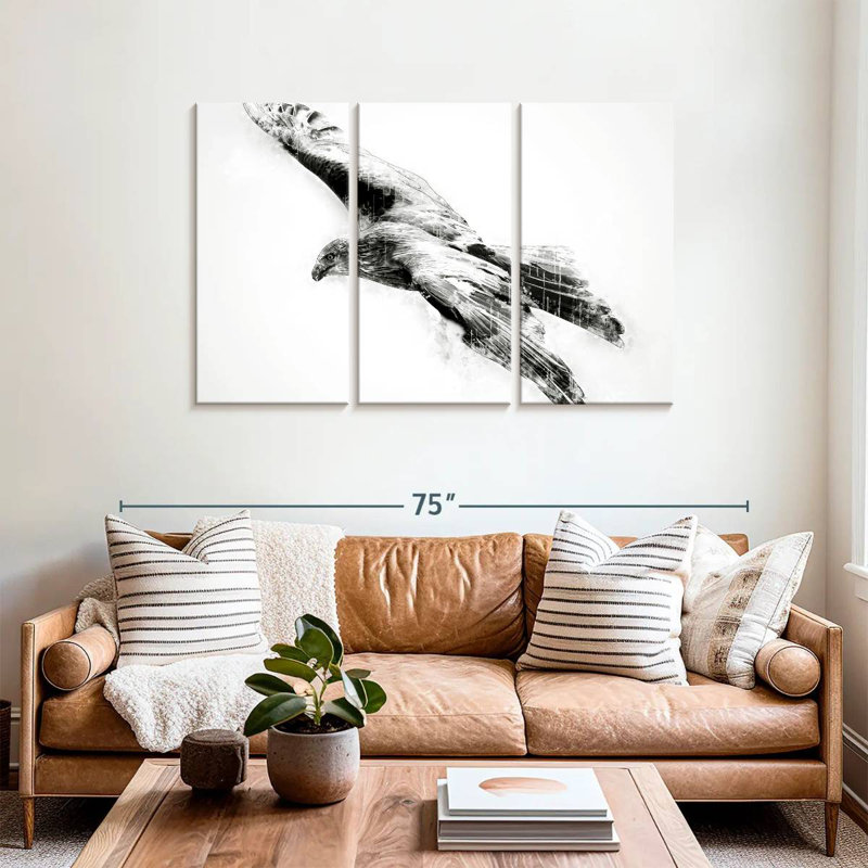 Brampt Hawk Black And White, 36" H x 57" W