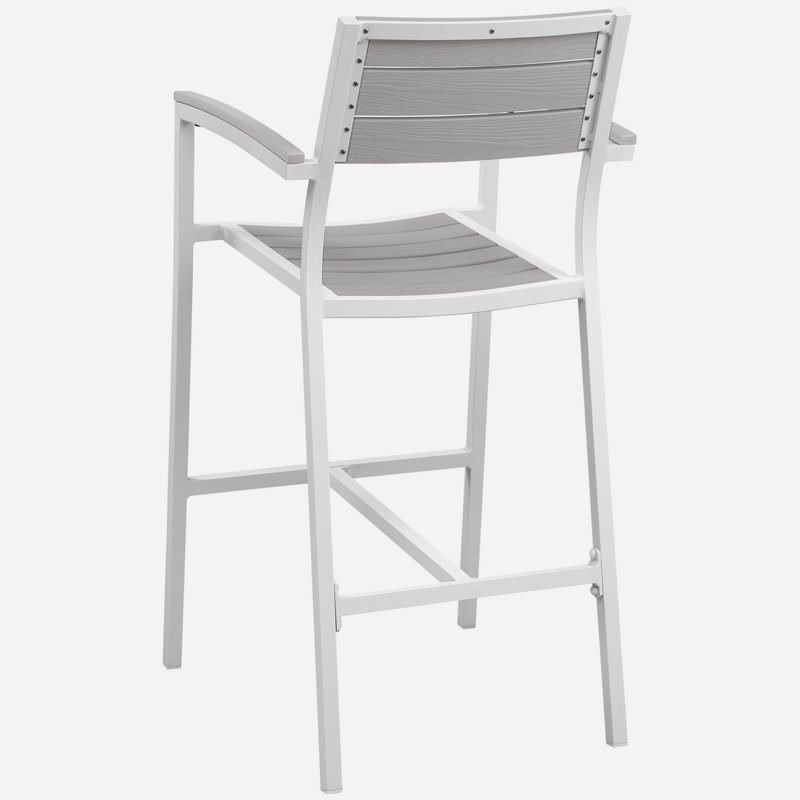  Tabouret de bar d'extérieur moderne gris clair et blanc, gris
