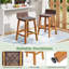 Ensemble de 2 tabourets de bar en bois d'acacia massif à hauteur de bar en rotin-1925406074-1925406075