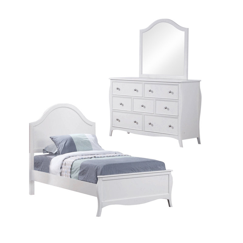 Ensemble de chambre à coucher 3 pièces avec commode et miroir Stackhouse, Double