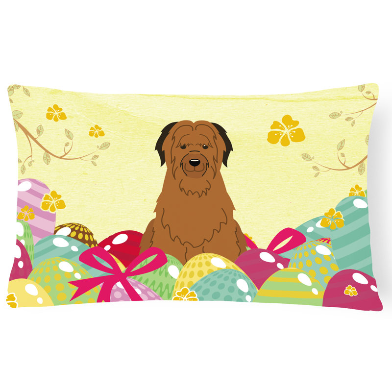 Coussin brie rectangulaire pâques œufs, Brun / vert / rose