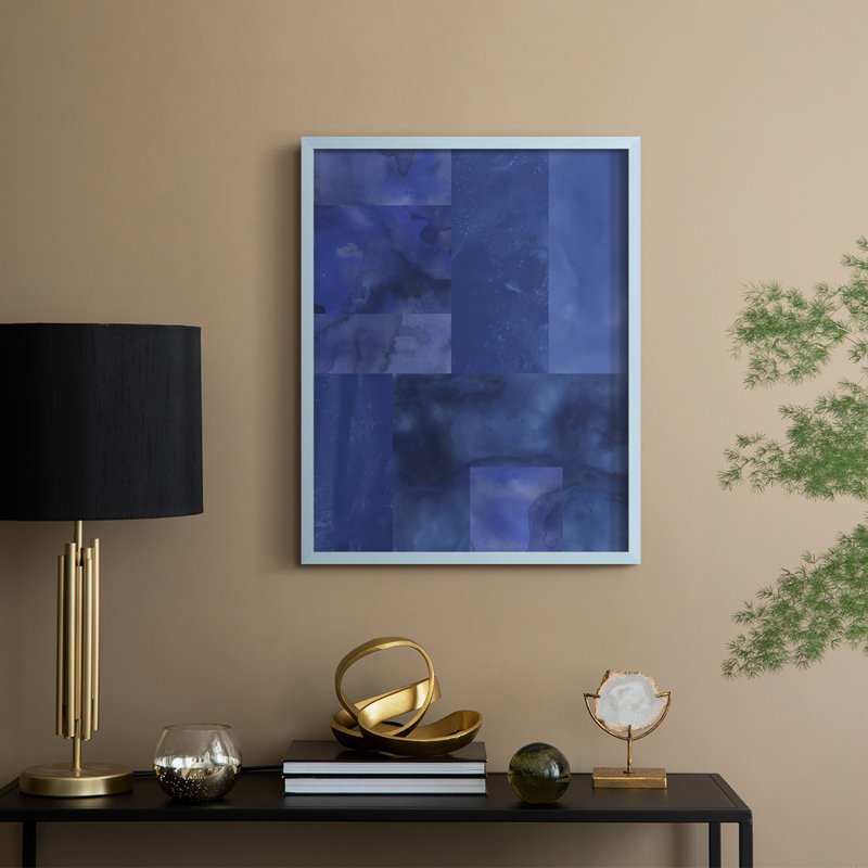 «Blue Puzzle II», reproduction encadrée - bois massif, Bleu, H 30 po x l 24 po