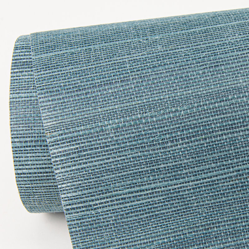 Loom Abstract Grass Cloth Wallpaper Roll, Blue, 36" W x 24' L