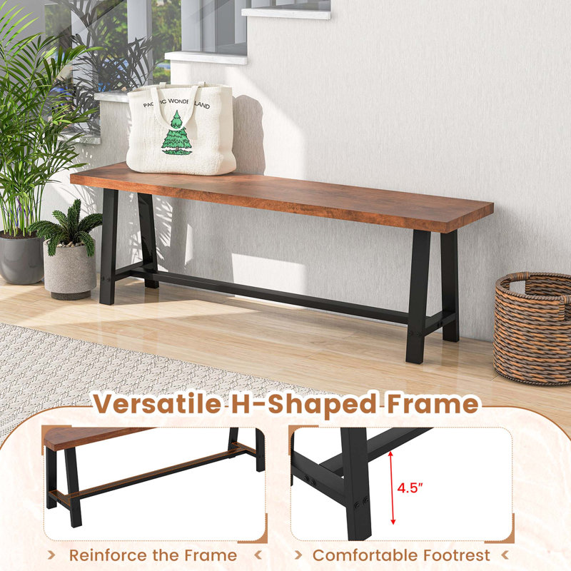 17 Stories 60" Dining Bench 3 Person Entryway Shoe Bench With Frame For Hallway, 19.5" H x 40" W x 14" D