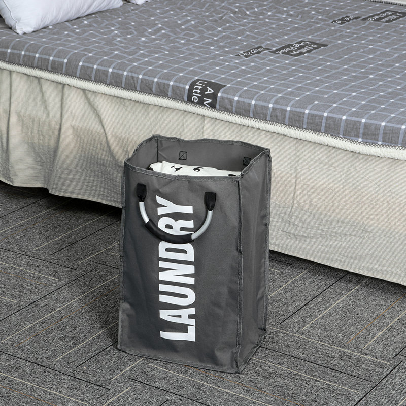 Fabric Laundry Hamper with Handles, Dark Gray