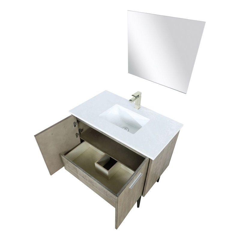 Meuble-lavabo de salle de bain 36 po X P 20 po P, comptoir en marbre de culture, ensemble de robinet et robinet de 28 po Miroir