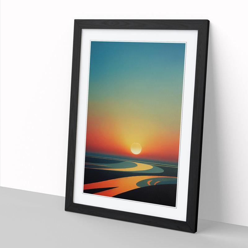 Sunset Textured - Single Picture Frame Print, Black, 64cm H x 46cm W x 2cm D