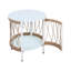Table d'appoint de style bohémien 16,86 po pour fêtes en plein air avec corde tissée à la main et plateau en verre