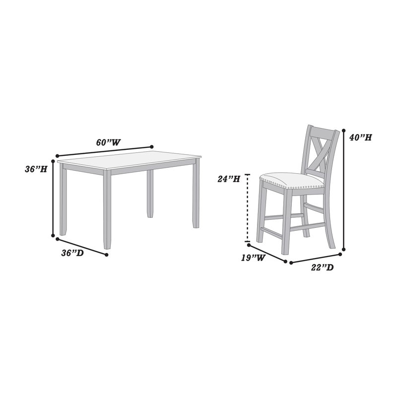 Ensemble de salle à manger à hauteur de comptoir 7 pièces avec 6 chaises Carbonia