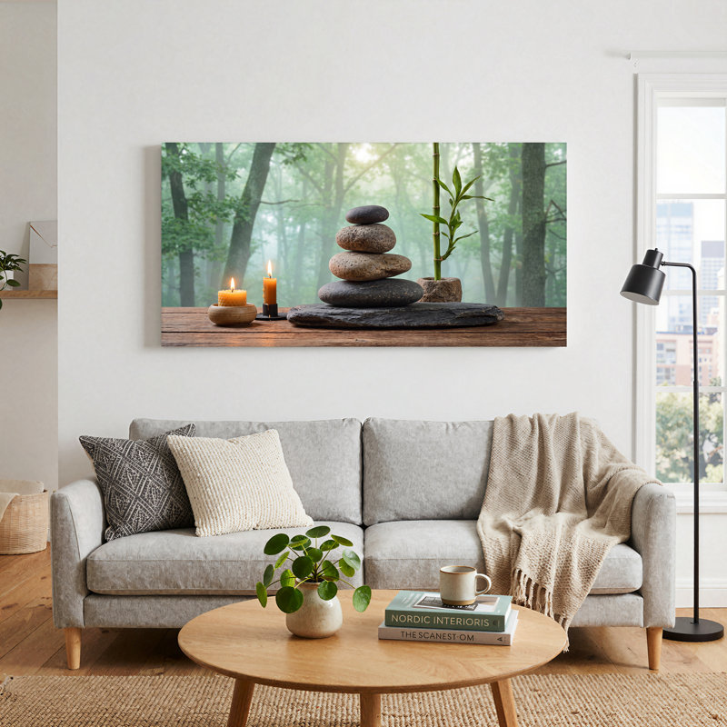 Art mural sur toile Stacked Stones, L 58 po x H 28 po