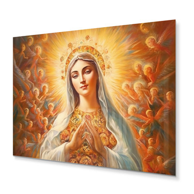 «Mary Praying In Heaven III» - Christianisme, art mural en métal, salon