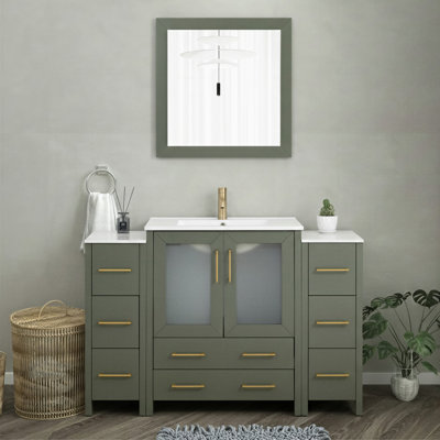 54" Single Bathroom Vanity with Top with Mirror