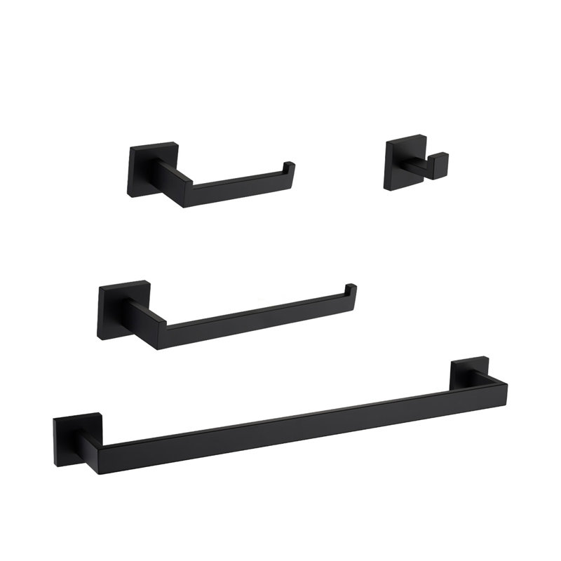 Ensemble de quincaillerie de salle de bain 4 pièces, Noir mat