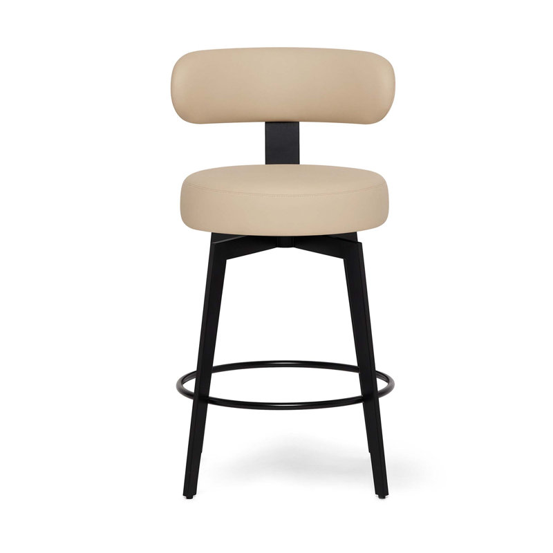 Clermont Stool, Counter Stool (25" Seat Height), Cream Latte Seat/Matte Black Frame