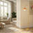 Modern Floor Lamp with Rattan Shade & Gold Finish, 72" Cord, Frosted Globe, Includes LED Bulb, UL Approved