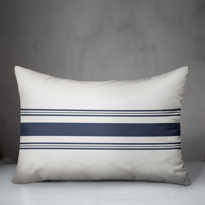  Coastal Blue Striped Rectangular Pillow