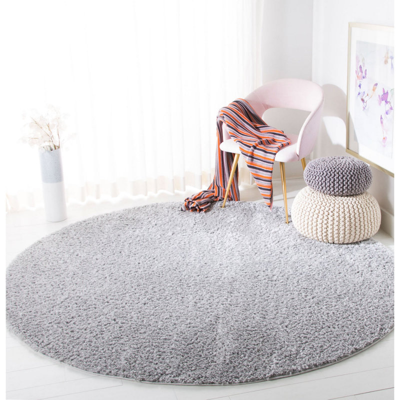 Peake Area Rug, Light Grey, Round 122 cm