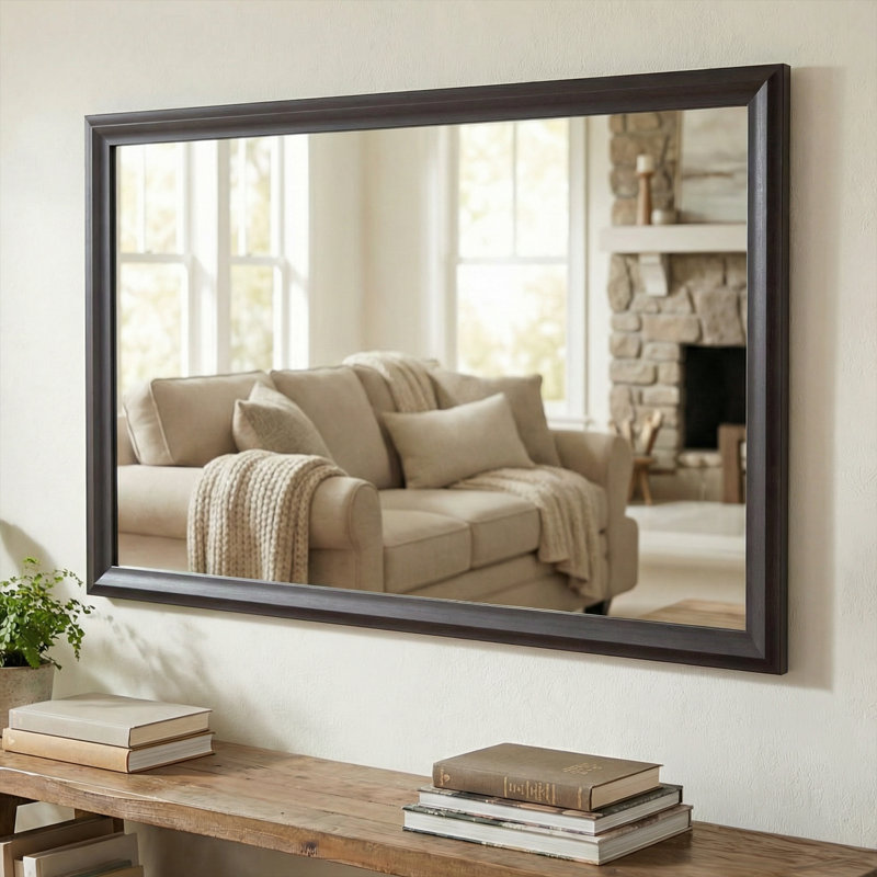 Woodford Wood Framed Mirror with Safety Backing Ideal for Bathroom / Vanity Mirror, Oxidized Walnut, 20" x 60"