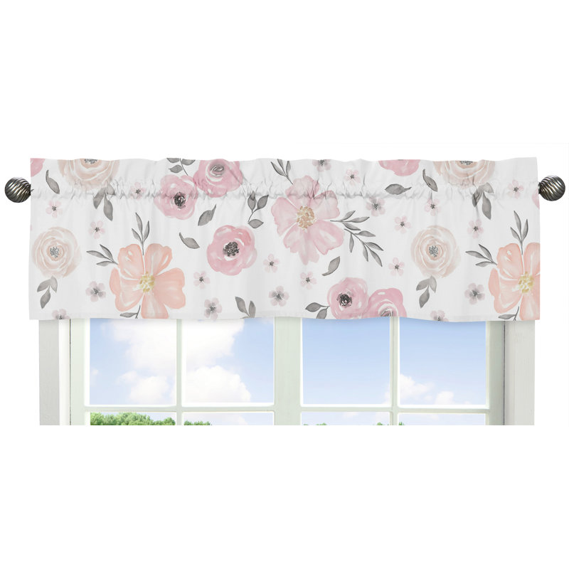 Cantonnière florale sur mesure 54 po, Rose / blanc