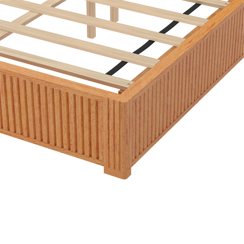 Structure de lit plateforme en bois massif avec tête de lit, aucun sommier nécessaire, lit sur pied, assemblage facile, très grand lit, naturel
