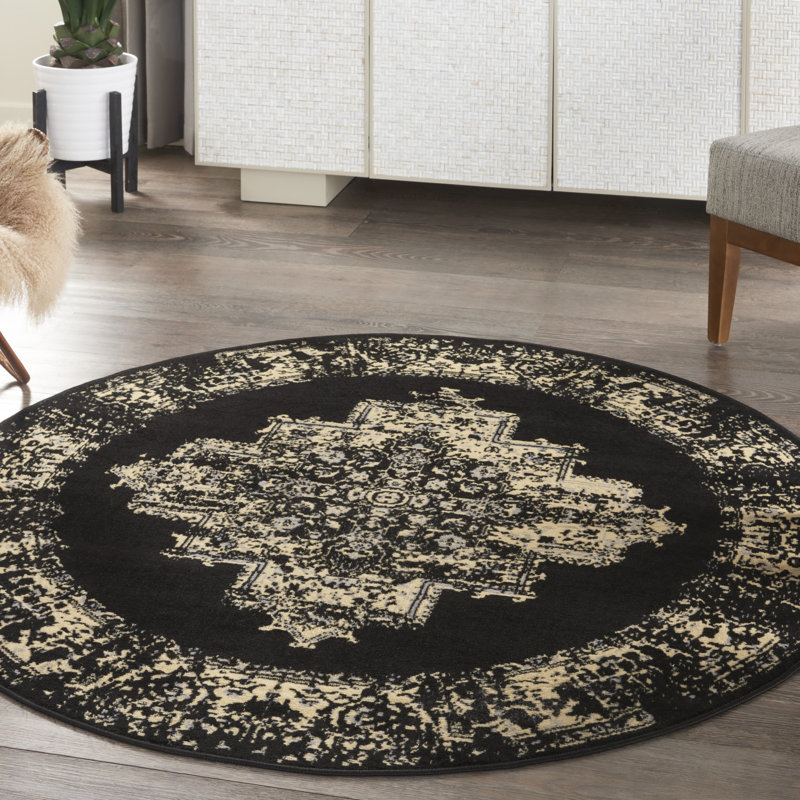 Tapis noir Bo, Rond 5 pi 3 po