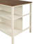 Îlot de cuisine en bois massif au design rustique - Plateau en noyer de 45 po et cadre blanc crème avec 2 tablettes ouvertes pour petites cuisines style