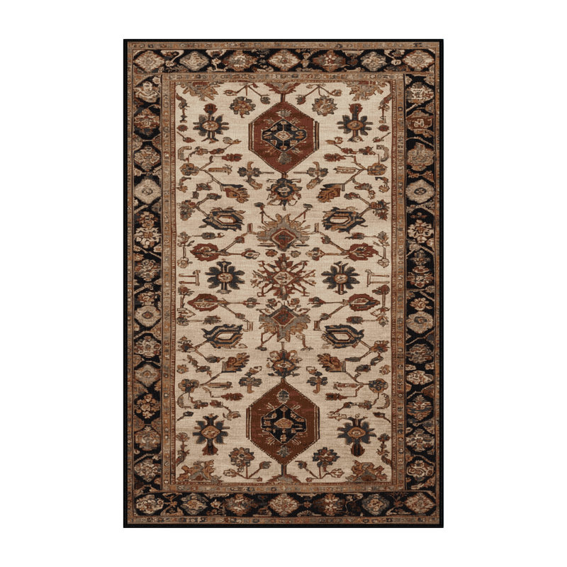 Machine Washable Turkish Brown Area Rug, Rectangle 7' x 9'