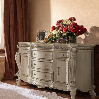 Vestavia 5-Drawer Combo Dresser in Antique Pearl