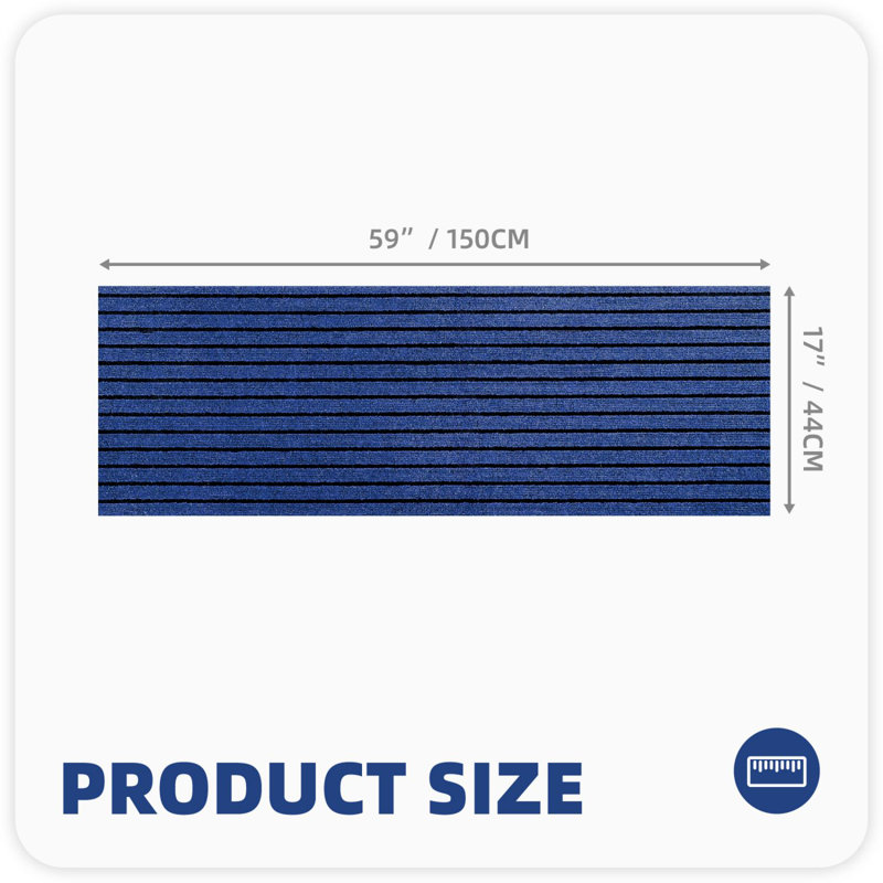Tapis de cuisine Danyielle, Bleu, Tapis de couloir 1 pi 5 po x 4 pi 11 po