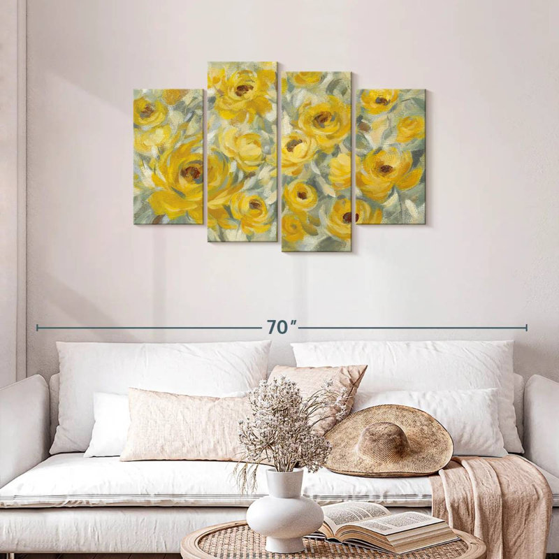 Roses jaunes éclatantes, H 27 po x l 43 po