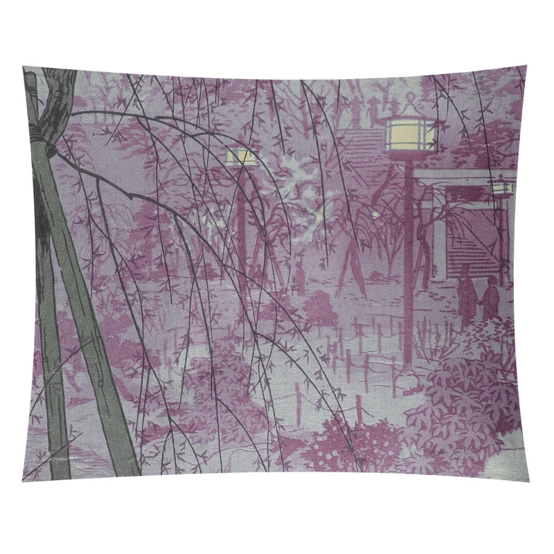 Tapisserie Magruder Misty Evening at Shinobazu Pond, H 63,5 po x l 54 po, Rose clair