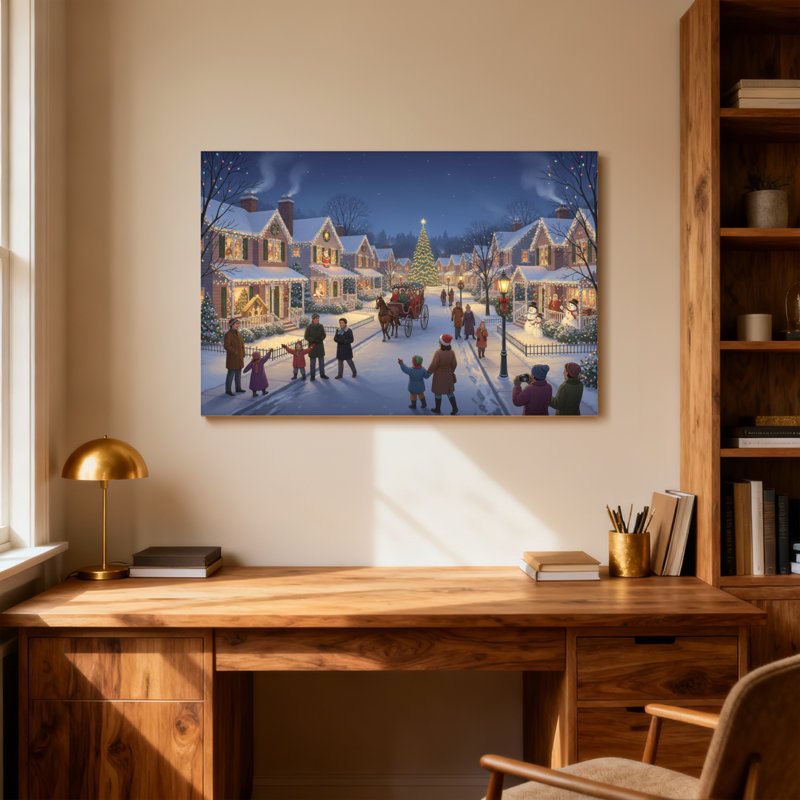 Scène de Noël village de Noël d'hiver, H 24 po x l 36 po