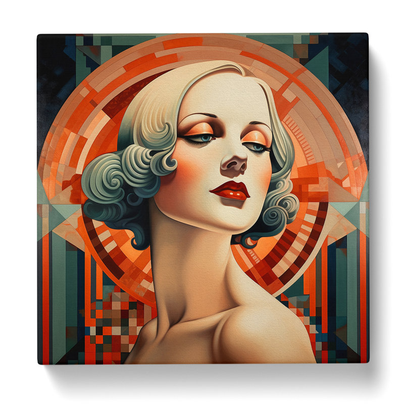 Art Deco Woman Realism No.2 - No Frame Print, 50cm H x 50cm W x 3cm D